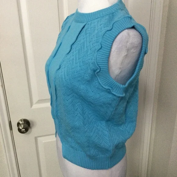 8 by Yoox Blue Sleeveless Knit Top Size M - Picture 8 of 12